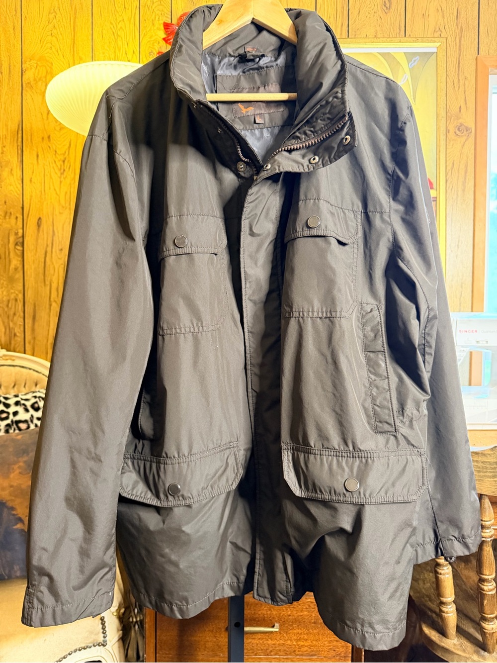 Men's Dark Brown Field Jacket - Classic Water-Resistant Coat